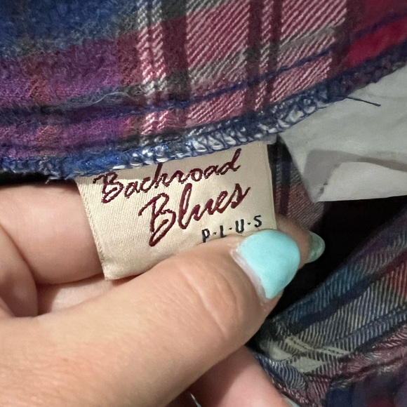 Red, blue, white flannel. Backroad blues brand. Size large. - Picture 2 of 5
